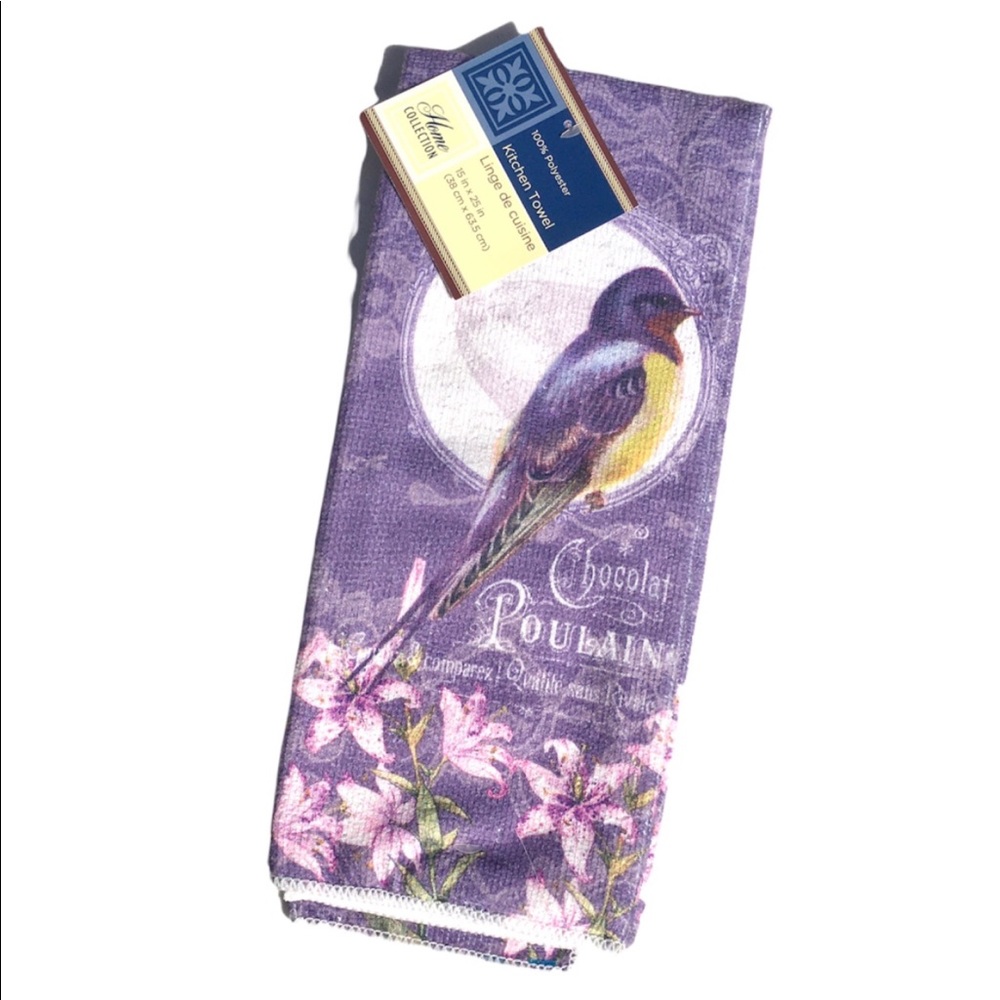 Home Collection | Chocolate Poulain Purple Bird | Kitchen Towel | Firm